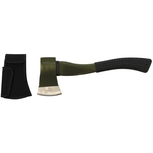 Fox outdoor hache avec manche en fibre de verre et housse de protection 38CM, vert