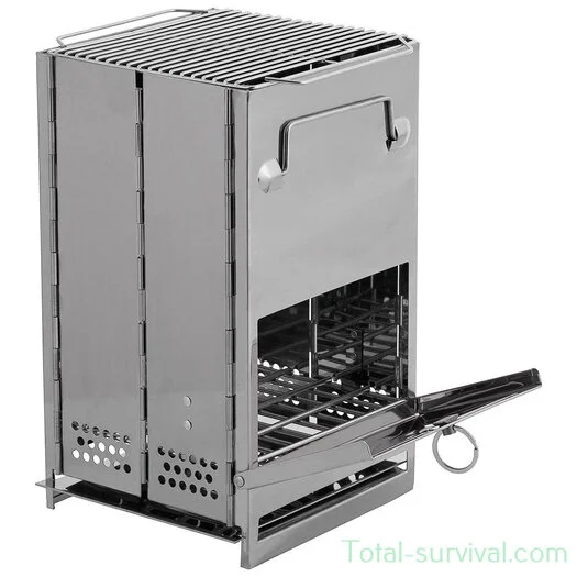 Fox outdoor Réchaud d’extérieur en acier inoxydable, « Rocket Stove », Grande pliable avec grill