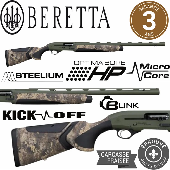 Fusil Beretta A400 Xtrem Plus 12 /89 Kick Off Méga ATS True Timber Green