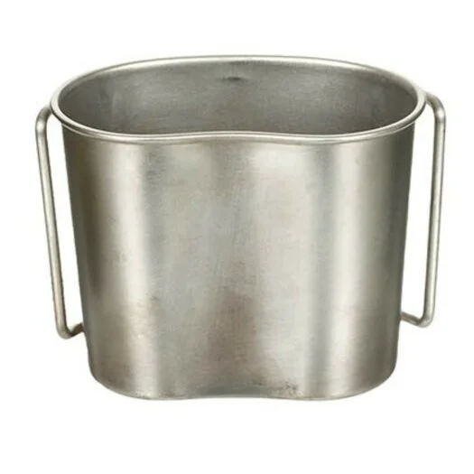 Gobelet de cantine de l&rsquo;armée néerlandaise, en acier inoxydable, poignées pliables