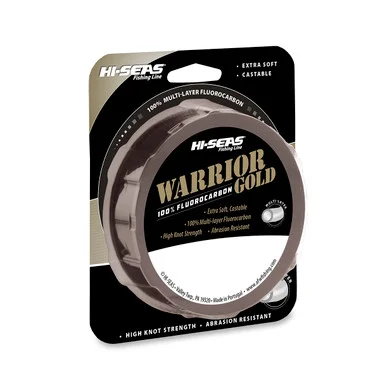 Hi Seas – Fil de fluorocarbone Warrior Gold – Transparent – Bobine de remplissage 1000yd