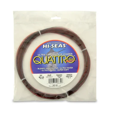 Hi Seas – Quattro Plus Monofilament Leader – Low Vis 4 Color Camo – 100yd Coil