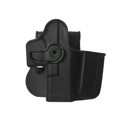 Holster + porte chargeur intégré – Glock 17/19/22/23/28/31/32/36 – Niv 2 – Droitier – Noir