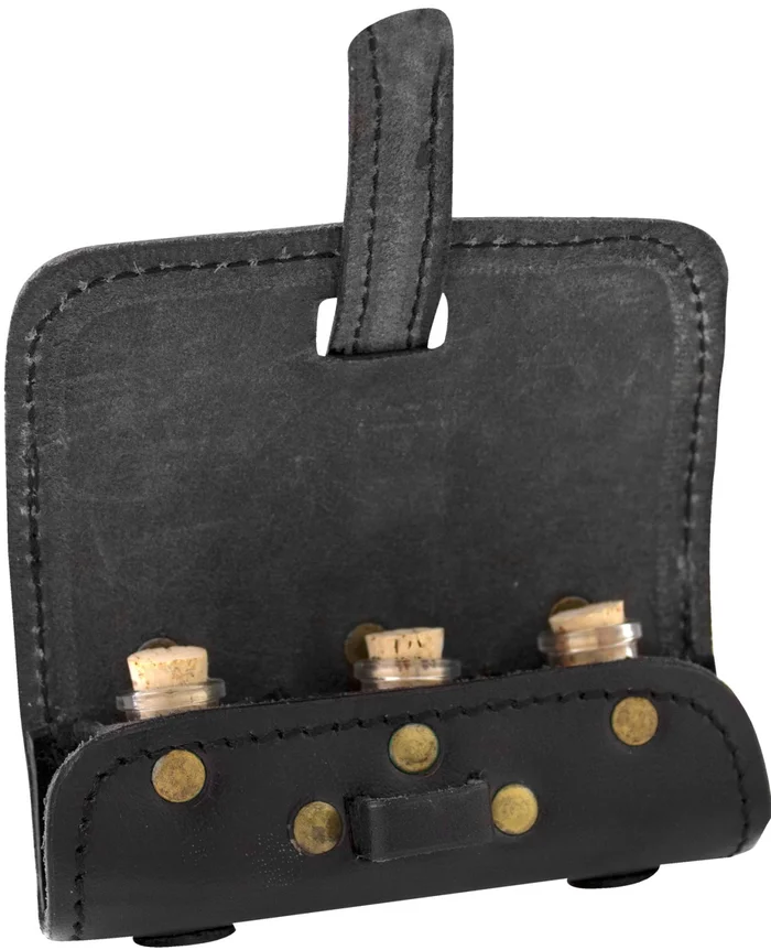 IF-101614 – LARP EPIC ARMORY Etui à Potions / Toolroll en cuir 3 bouteilles NOIR
