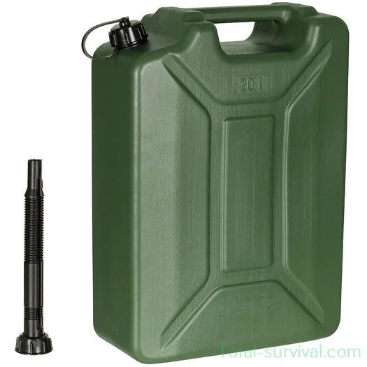 Jerrican en plastique MFH 20L homologué UN, empilable, vert olive