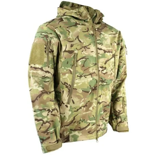 Kombat tactical veste thermique soft shell, doublure polaire, coupe-vent et résistante à l’eau, BTP Multicam