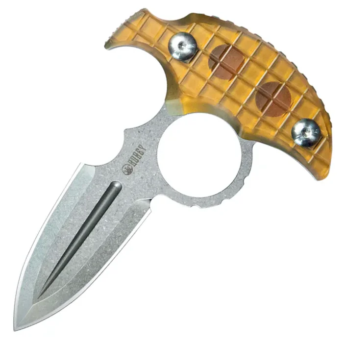 KU403F – KUBEY Cavy Push Dagger Ultem Stonewash 14C28N