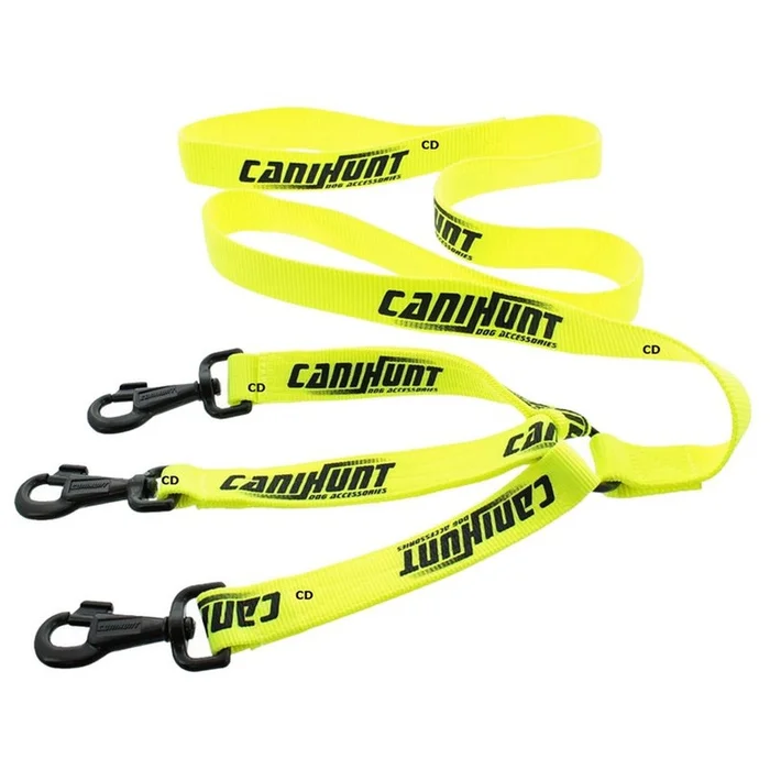 Laisse Tripleur Plate Canihunt Hunter Jaune 150CM