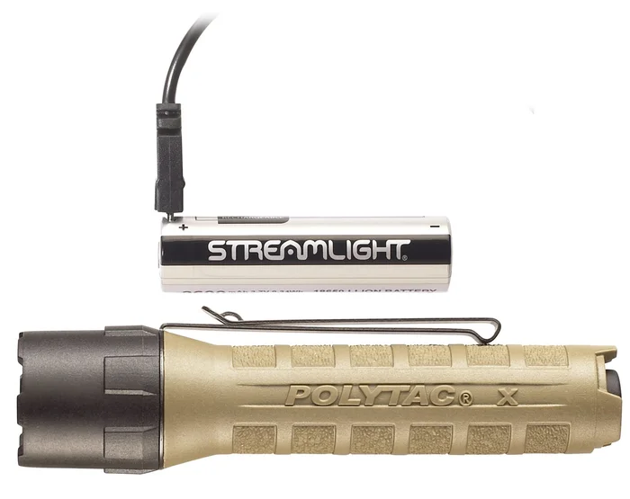 Lampe Streamlight polytac x USB – avec piles Rechargeables/Cordon USB – Coyote