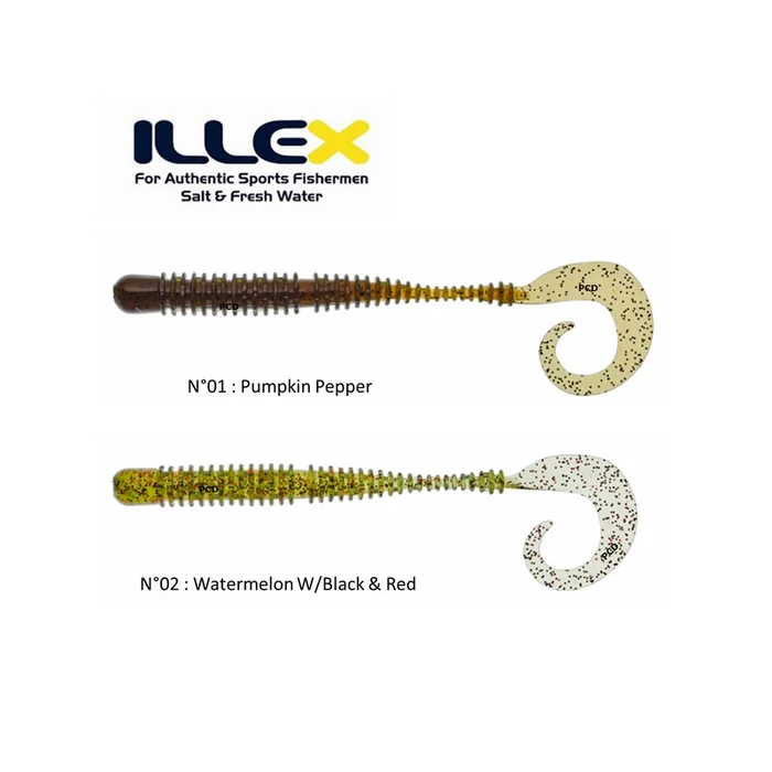 LEURRES SOUPLES ILLEX MAGIC RING CURLY WORM 10CM PAR 12