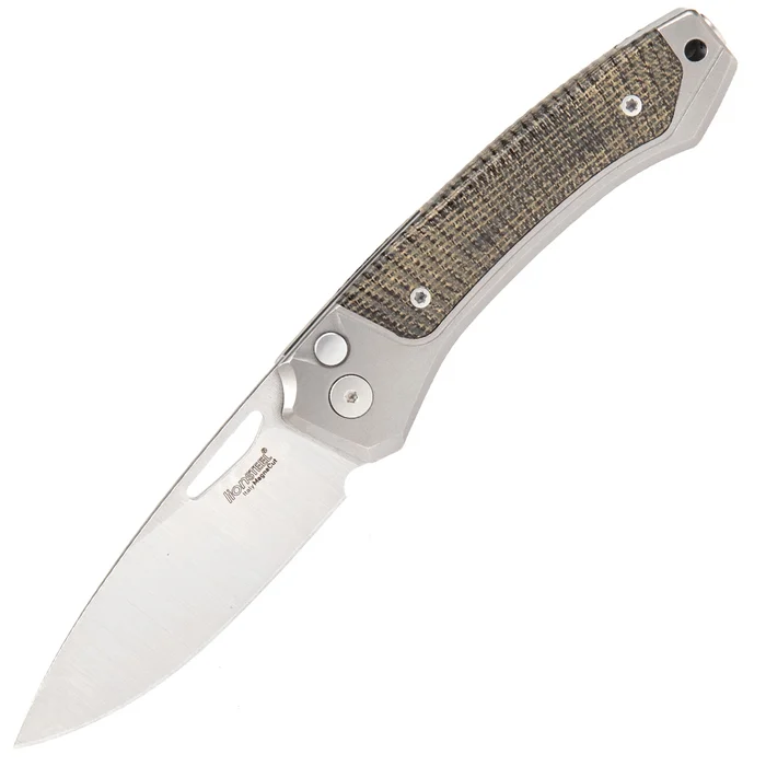 Lion Steel Twain Grey Ti Green Canvas Micarta