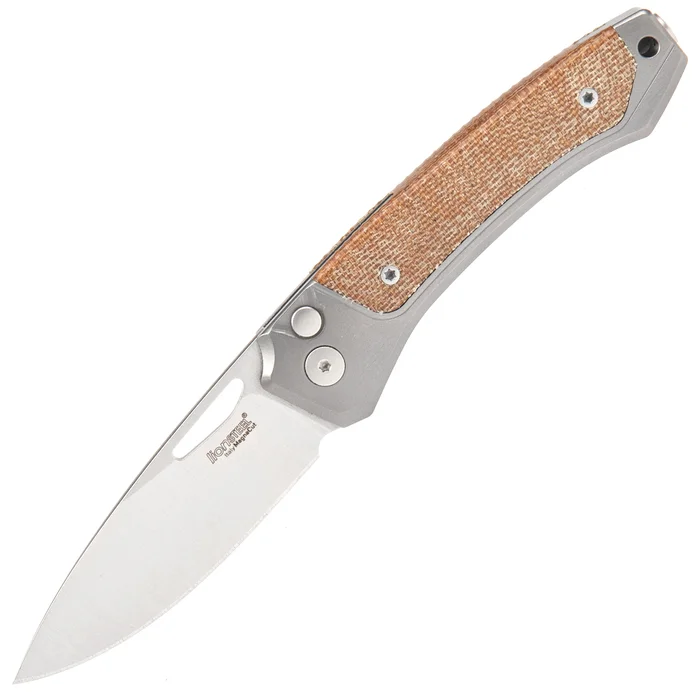Lion Steel Twain Grey Ti Natural Canvas micarta