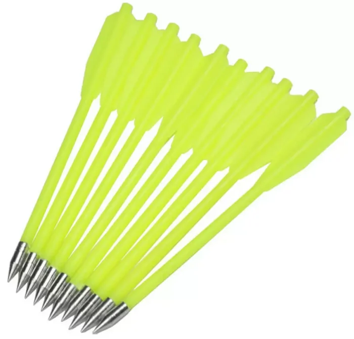 Lot 12 Flèches traits verts pour arbalète