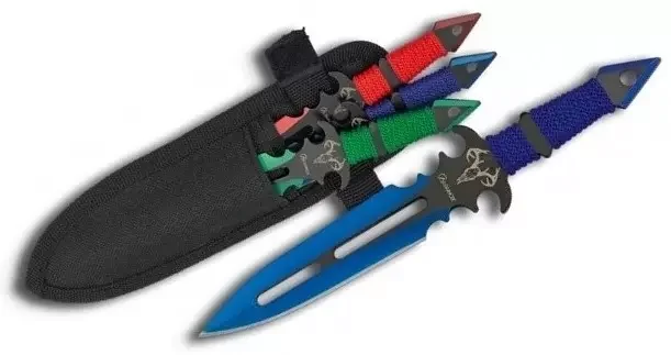 Lot 3 couteaux de lancer 17cm full tang 3 couleurs
