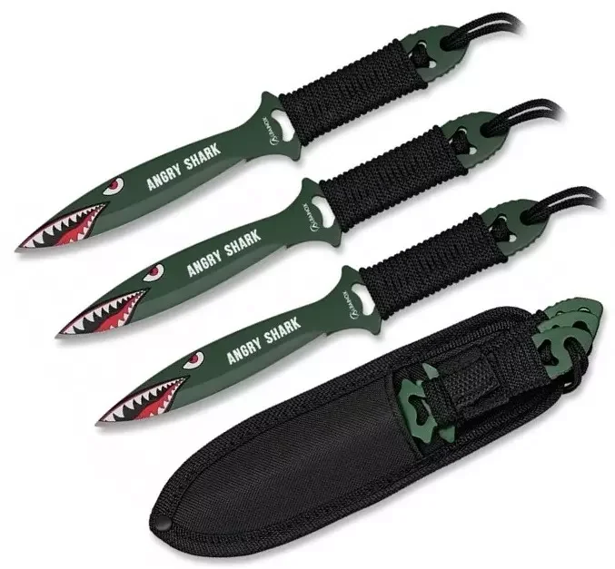 Lot 3 couteaux de lancer 19cm ANGRY SHARK