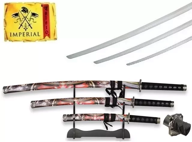 Lot 3 katanas katana arme SAMOURAI + socle déco