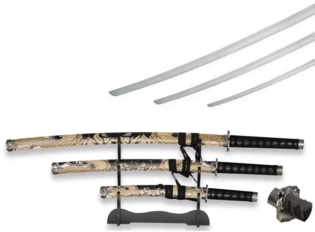 Lot 3 katanas katana DRAGON arme + socle déco