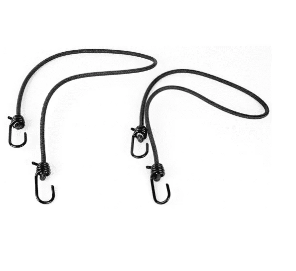 Lot de 2 sandows Ø 6 mm – longueur 75 cm + 2 crochets fixes Noir