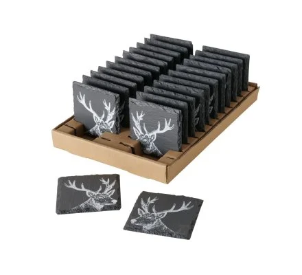Lot de 2 sous-verre Cerf en ardoise LOVERGREEN