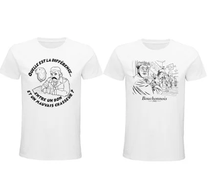 Lot de deux tee-shirts blanc Les inconnus