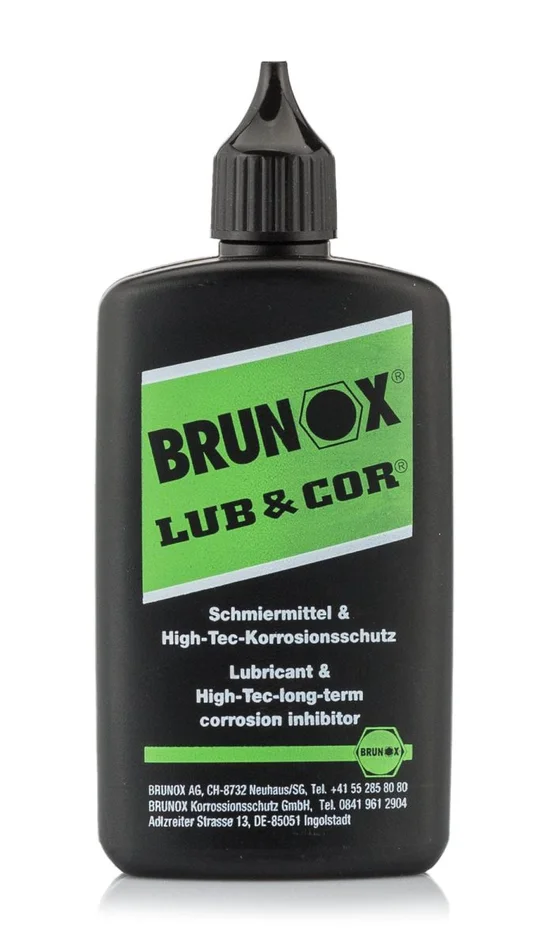 Lubrifiant Lub & Cor en bouteille 100 ml avec orifice goutte à goutte – Brunox