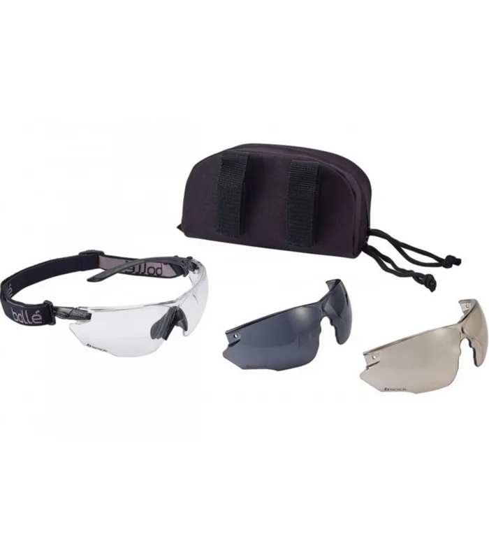 Lunettes BOLLE Combat Kit incolore avec deux écrans, harnais et housse