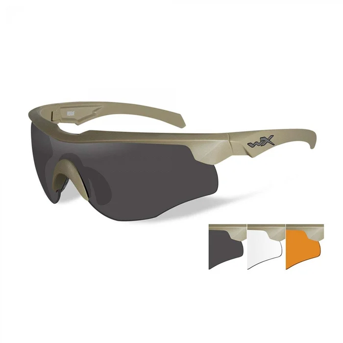 Lunettes de protection balistique Rogue Comm Tan + verres fumé/incolore/orange