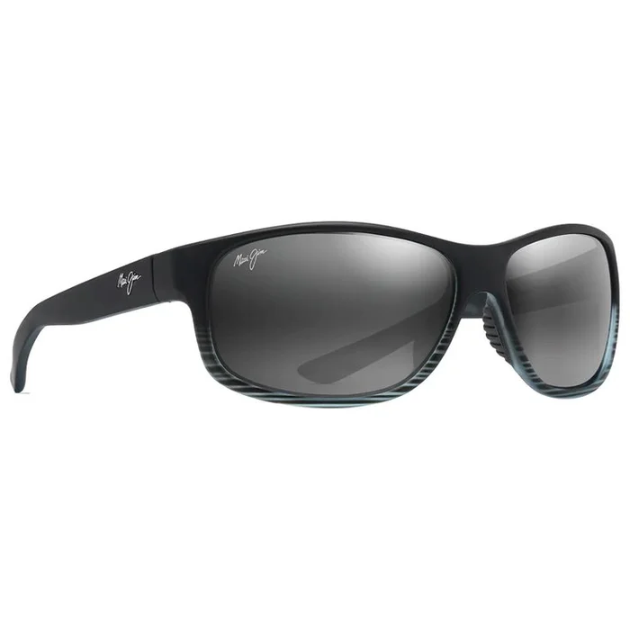 Lunettes de soleil Maui Jim Kaiwi Channel Grey Black Stripe Gris Neutre Mineral Superthin