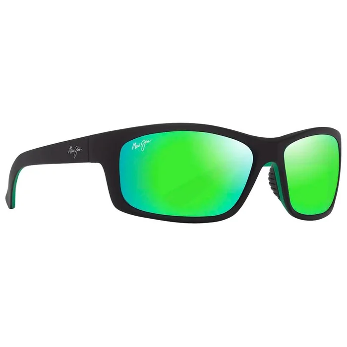 Lunettes de soleil Maui Jim Kanaio Coast Noir Mat Vert MauiGreen Minéral Superthin
