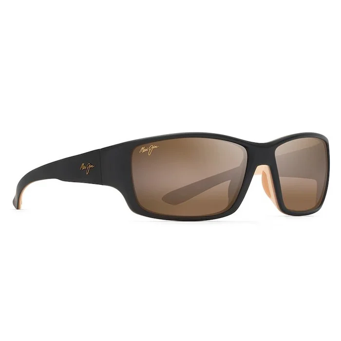 Lunettes de soleil Maui Jim Local Kine Matte Dark Transparent Brown With Tan And Cream Superthin Glass Hcl Bronze