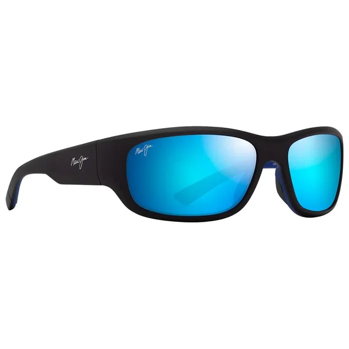 Lunettes de soleil Maui Jim Mauklele Matte Black Blue Blue Hawaii Mineral Superthin