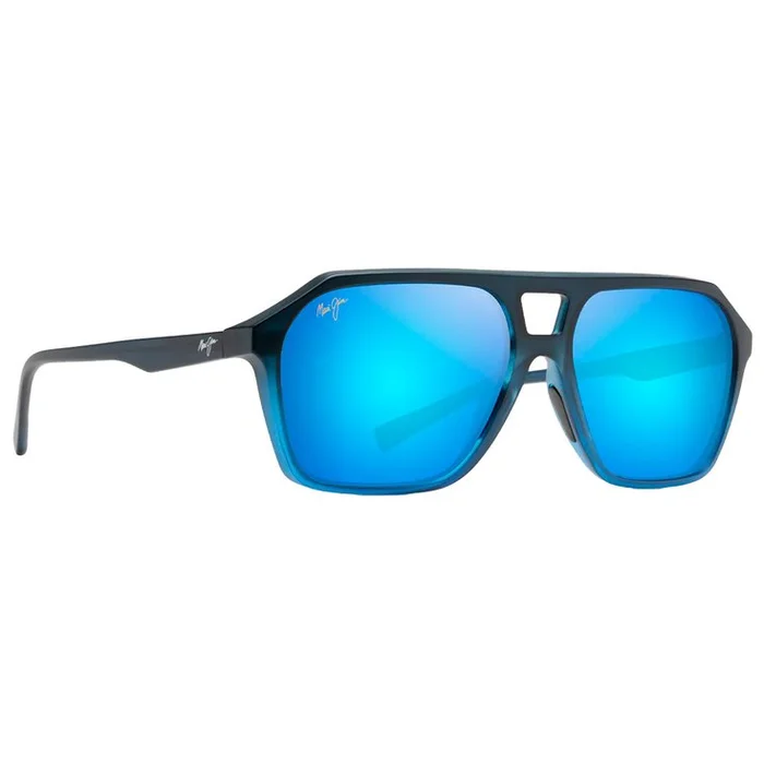 Lunettes de soleil Maui Jim Wedges Fondu Noir Mat Bleu Blue Hawaii Mineral Superthin