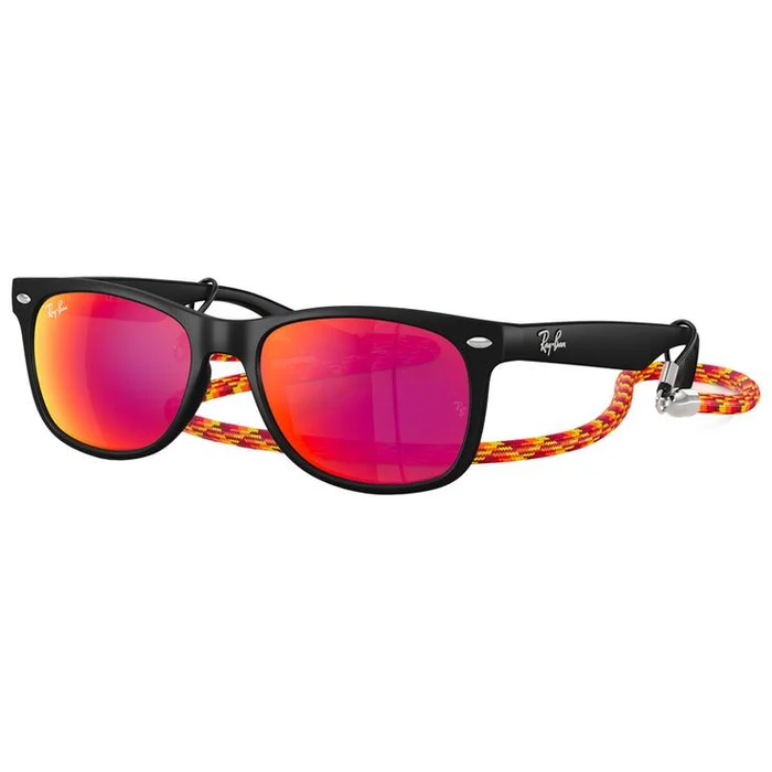 Lunettes de soleil Ray Ban New Wayfarer Kids Polished Rubber Black Brown Orange Mirror