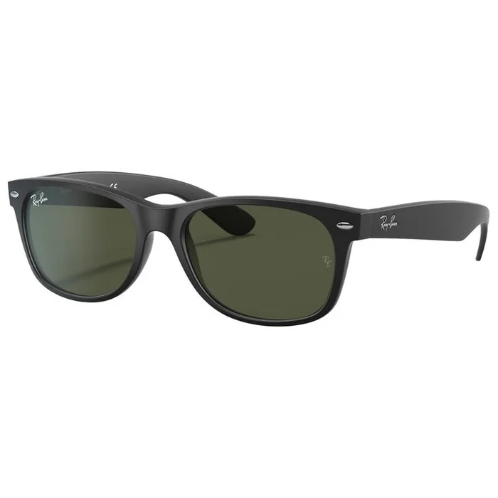 Lunettes de soleil Ray Ban RB2132 New Wayfarer Classic Matte Rubber Black Green G-15