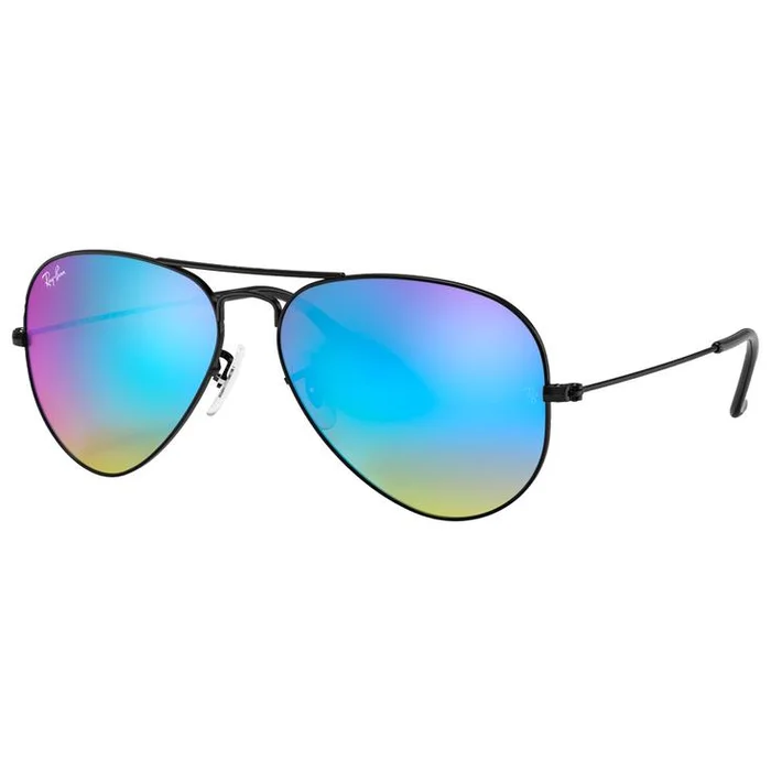 Lunettes de soleil Ray Ban RB3025 Aviator Polished Black Blue Flash