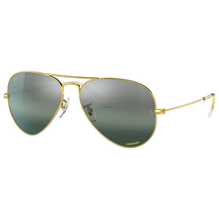 Lunettes de soleil Ray Ban RB3025 Aviator Polished Gold Chromance Silver Polar Blue