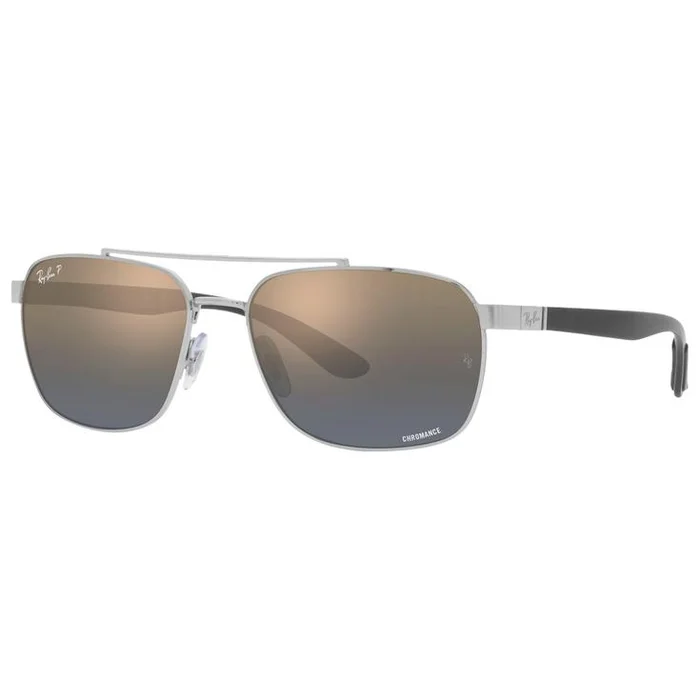 Lunettes de soleil Ray Ban RB3701 Polished Silver Chromance Blue Gold Polar