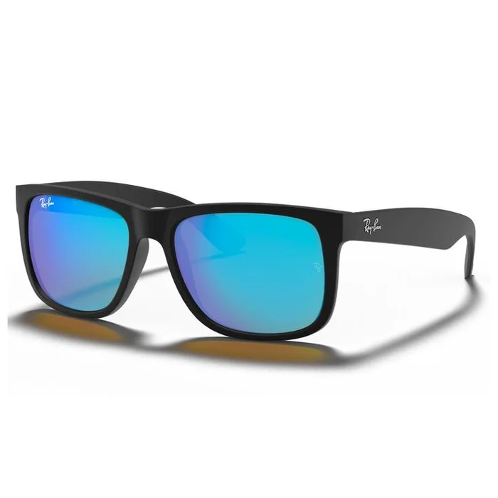 Lunettes de soleil Ray Ban RB4165 Justin Color Mix Matte Rubber Black Mirror Blue