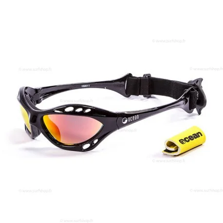Lunettes KitesurfOcean CUMBUCO SHINY BLACK WITH RED REVO LENS