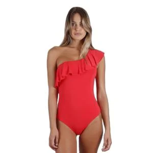 Maillot de bain 1 pièce volants latéraux femme