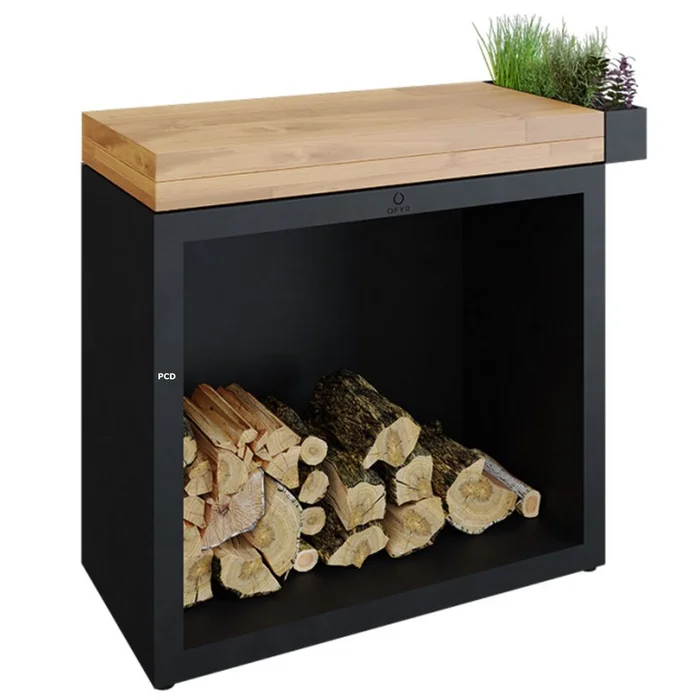 Meuble Butcher Block Storage 90 Noir Et Bois De Teck Ofyr