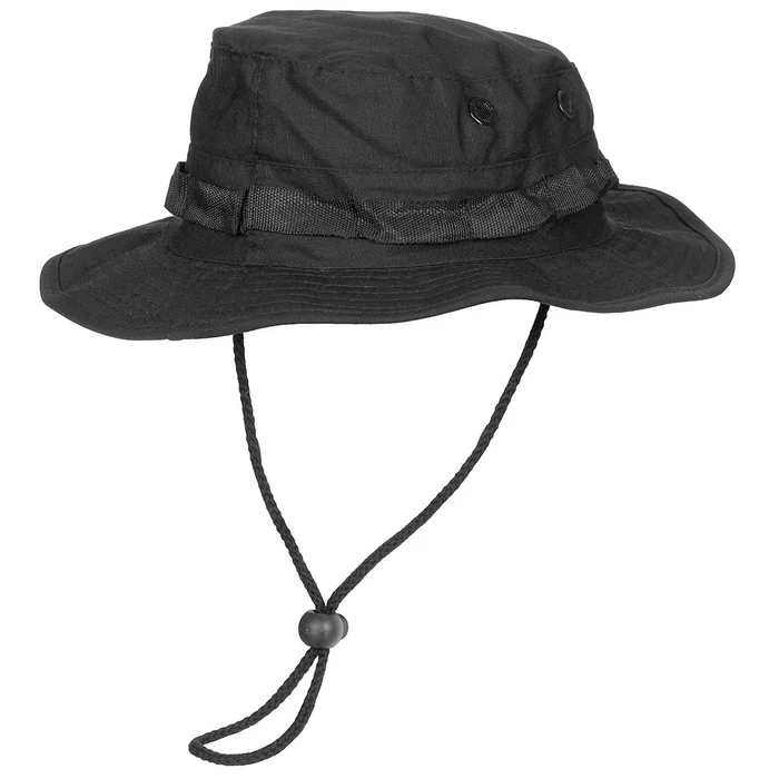 MFH 10713AM US GI Chapeau de brousse, mentonnière, GI Boonie, Rip Stop, noir taille M
