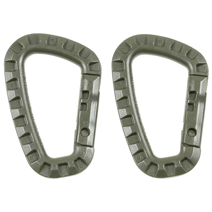 MFH 27531B mousqueton, plastique, kaki, D 7 mm x 8,5 cm, paquet de 2