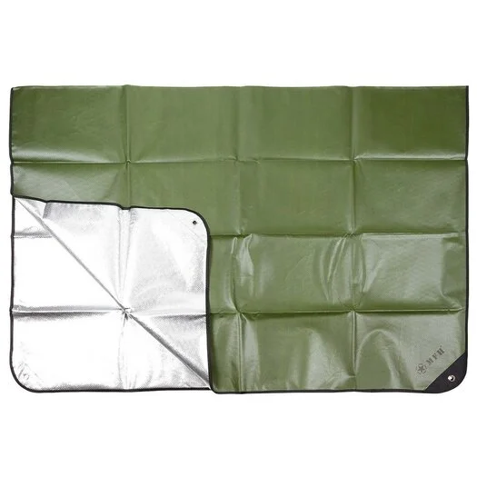 MFH bâche/couverture d’urgence avec revêtement en aluminium, vert olive, œillets métalliques, 210x150CM