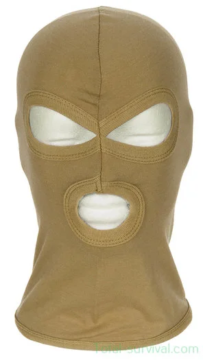 MFH Balaclava / Cagoule 3-trou, fin coton, coyote tan