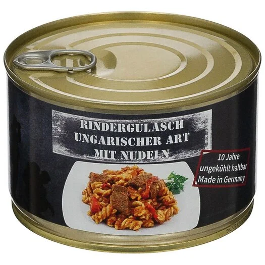 MFH Goulasch de bœuf hongrois avec pâtes en pleine conserve, 400g, nourriture d’urgence