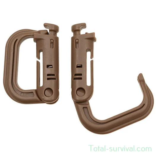 MFH Mousqueton, plastique, « MOLLE », coyote tan, lot de 2