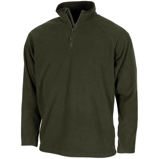 MFH pullover Troyer avec col roulé et fermeture éclair, microfleece 200g/m2, vert olive