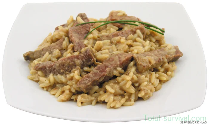 MFH Ragoût de boeuf avec du riz en pleine conserve, 400g, nourriture d’urgence