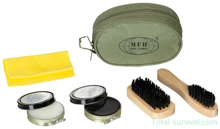 MFH Set de cirage, 2 brosses, 2 boîtes de cirage